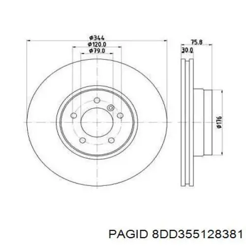 Передние тормозные диски 8DD355128381 HELLA-PAGID