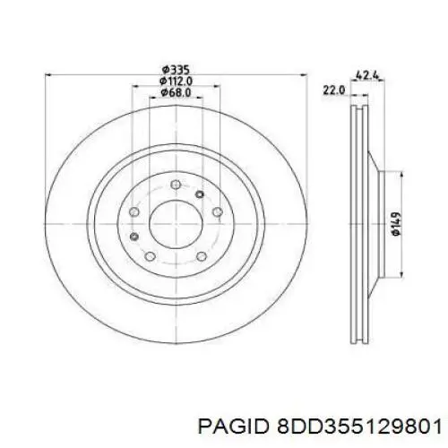 Тормозные диски 8DD355129801 HELLA-PAGID