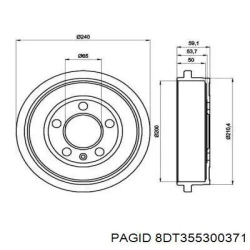 Тормозной барабан 8DT355300371 HELLA-PAGID