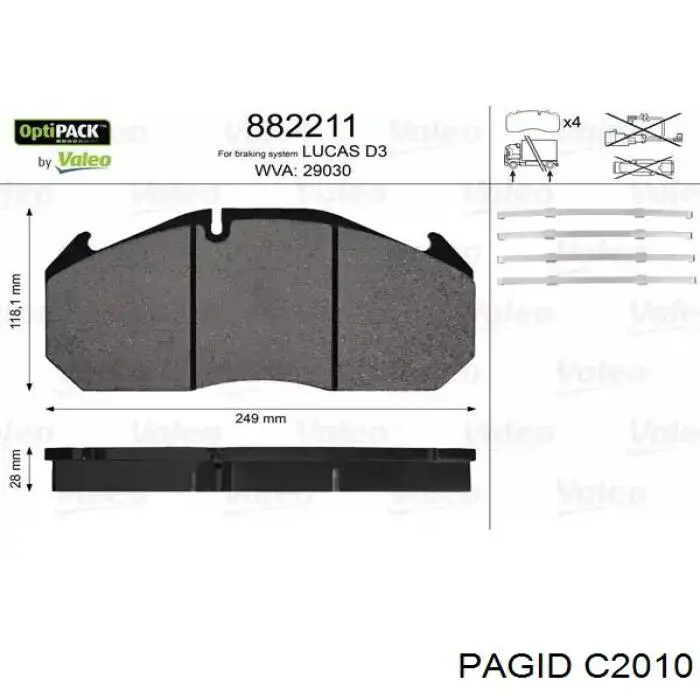 Передние тормозные колодки C2010 HELLA-PAGID