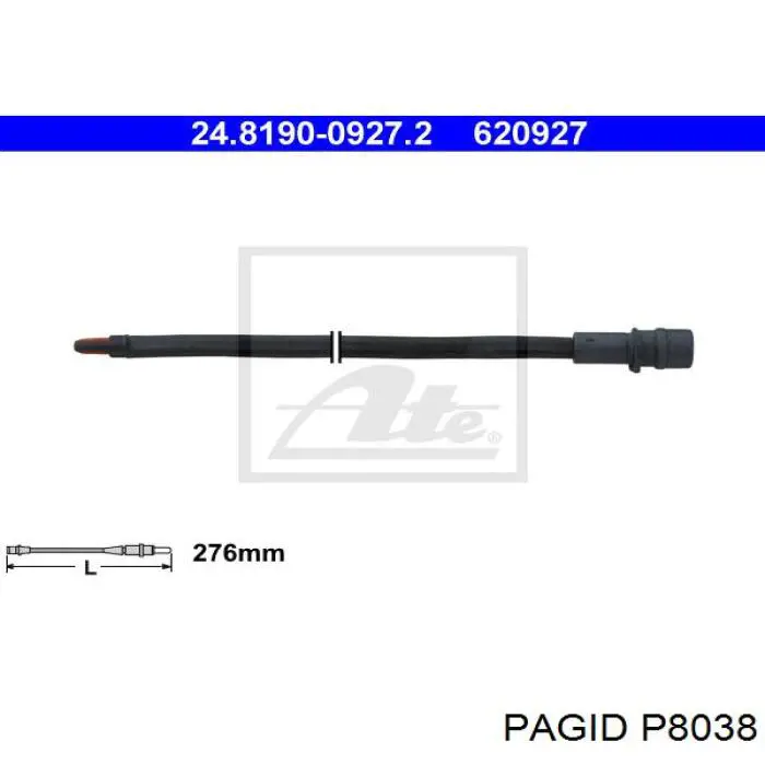 Датчик износа тормозных колодок передний P8038 HELLA-PAGID