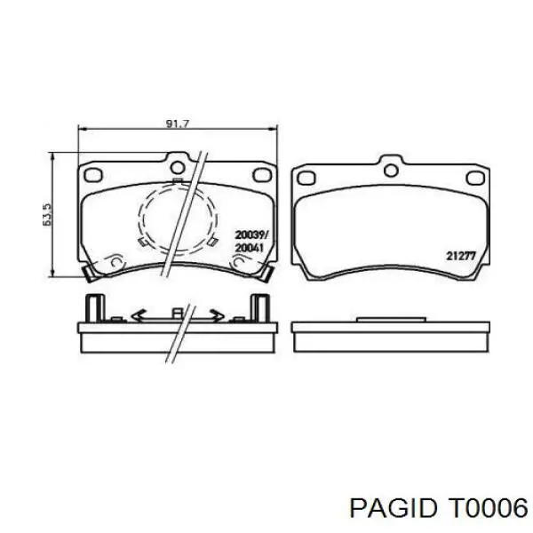 Передние тормозные колодки T0006 HELLA-PAGID