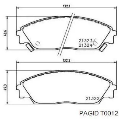 Передние тормозные колодки T0012 HELLA-PAGID