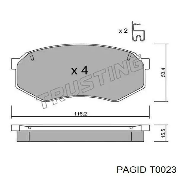 Передние тормозные колодки T0023 HELLA-PAGID