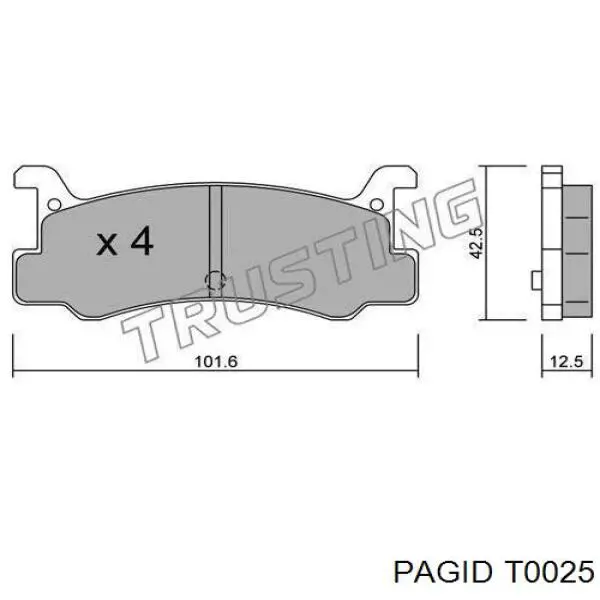 Колодки дисковые  HELLA-PAGID T0025 цена, от 19.09 USD