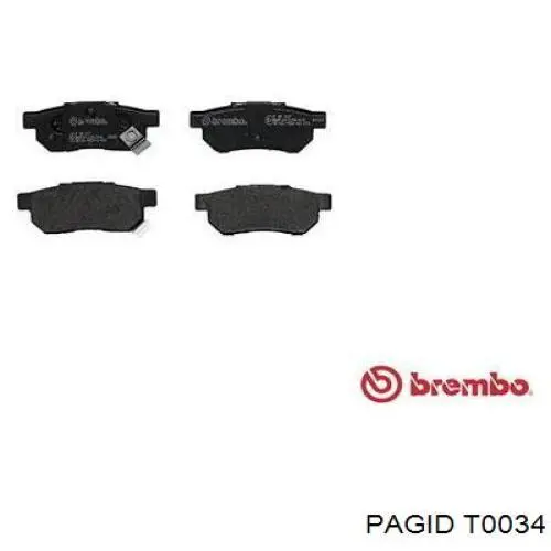 Задние тормозные колодки T0034 HELLA-PAGID