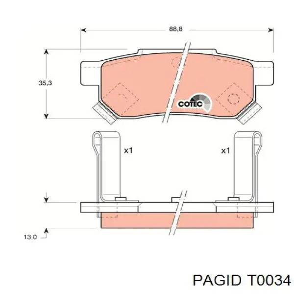 Задние дисковые колодки HELLA-PAGID T0034