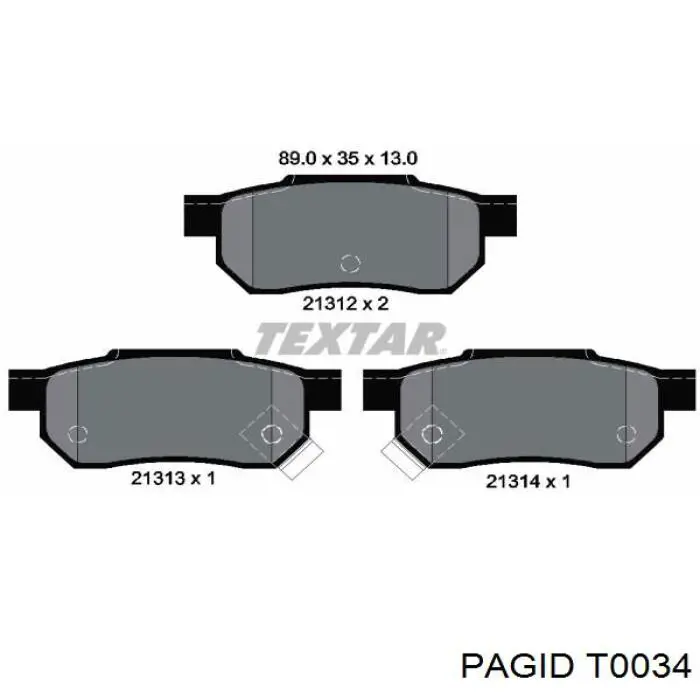 Колодки дисковые  HELLA-PAGID T0034 цена, от 14.00 USD