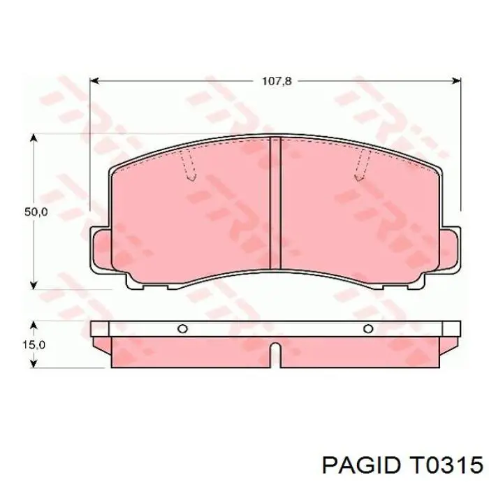 Передние тормозные колодки T0315 HELLA-PAGID