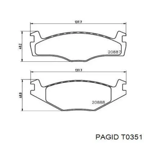 T0351 HELLA-PAGID колодки тормозные передние дисковые