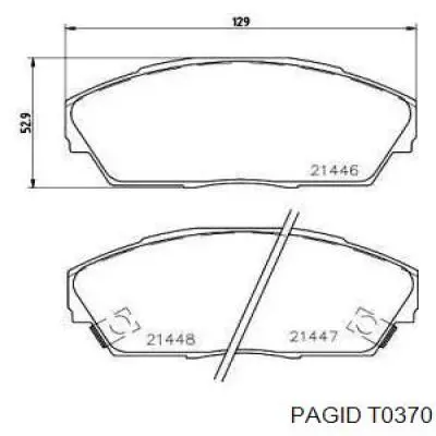 t0370 HELLA-PAGID колодки тормозные передние дисковые