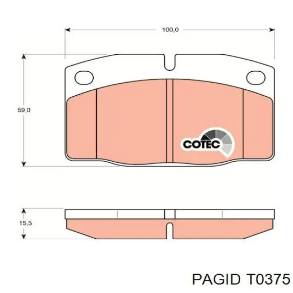 Передние тормозные колодки T0375 HELLA-PAGID