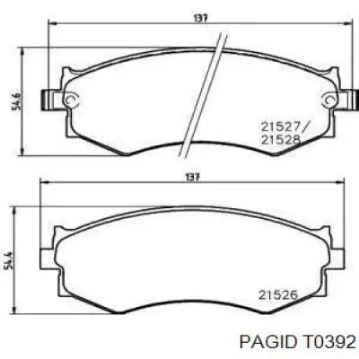 Передние тормозные колодки T0392 HELLA-PAGID