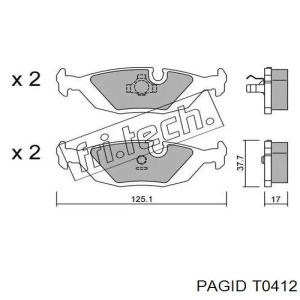 T0412 HELLA-PAGID Колодки тормозные дисковые комплект