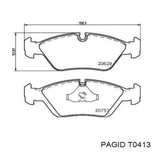 Передние тормозные колодки T0413 HELLA-PAGID