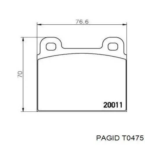 Передние тормозные колодки T0475 HELLA-PAGID