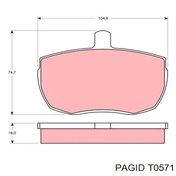 Колодки тормозные передние дисковые PAGID T0571