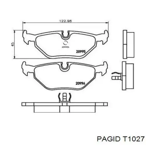 T1027 HELLA-PAGID колодки тормозные задние дисковые