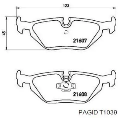 Колодки тормозные задние дисковые HELLA-PAGID T1039