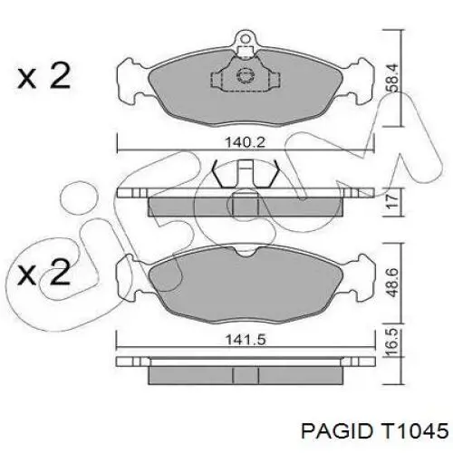 Купить T1045 HELLA-PAGID Колодки тормозные