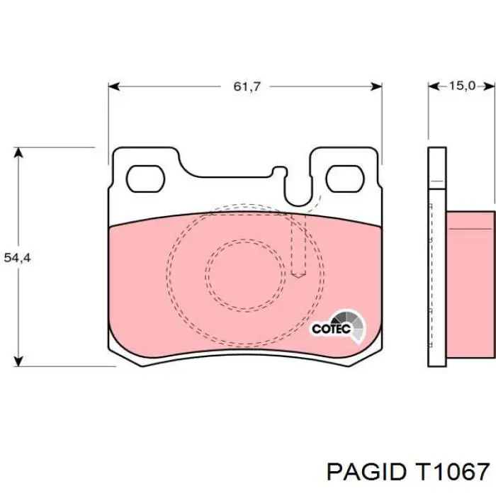 Задние тормозные колодки T1067 HELLA-PAGID