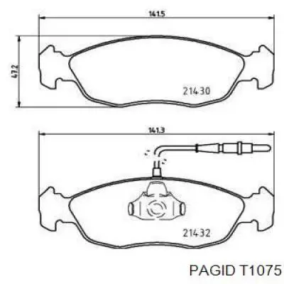 Передние тормозные колодки T1075 HELLA-PAGID