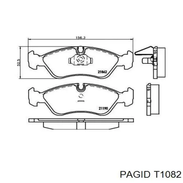 Передние тормозные колодки T1082 HELLA-PAGID