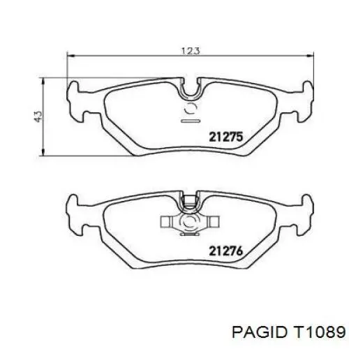 Колодки тормозные задние дисковые HELLA-PAGID T1089