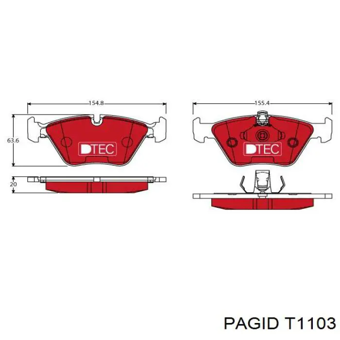 Pastillas de freno delanteras T1103 HELLA-PAGID