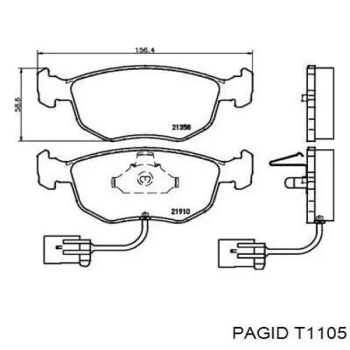 T1105 HELLA-PAGID колодки тормозные передние дисковые