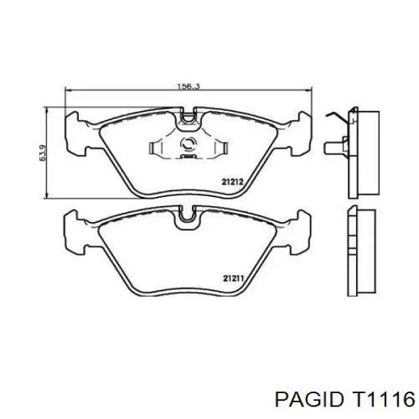 Передние тормозные колодки T1116 HELLA-PAGID