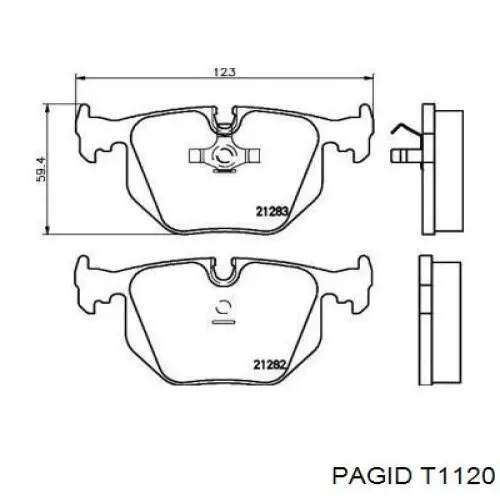 Задние тормозные колодки T1120 HELLA-PAGID