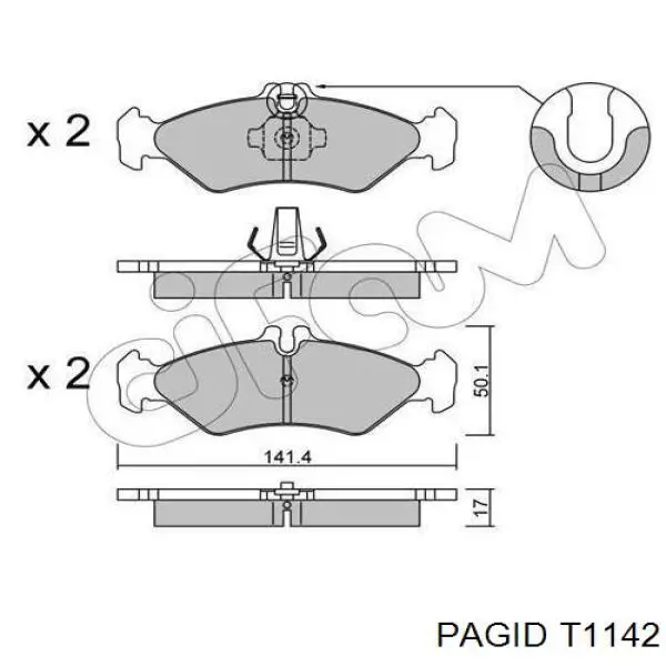 Задние тормозные колодки T1142 HELLA-PAGID