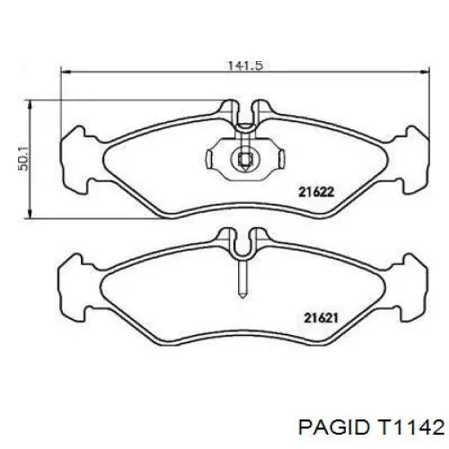 Задние тормозные колодки T1142 HELLA-PAGID