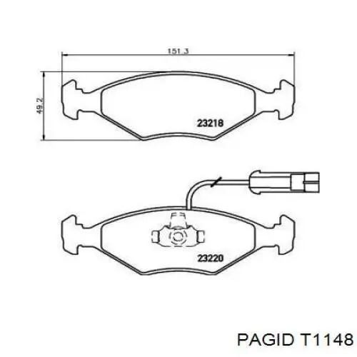 Передние тормозные колодки T1148 HELLA-PAGID