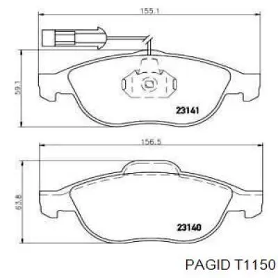 Передние тормозные колодки T1150 HELLA-PAGID