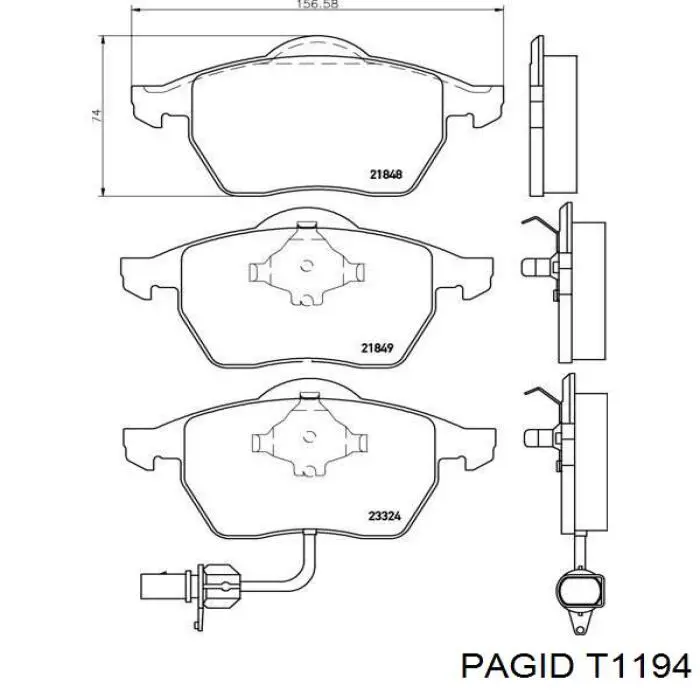 T1194 HELLA-PAGID колодки тормозные передние дисковые