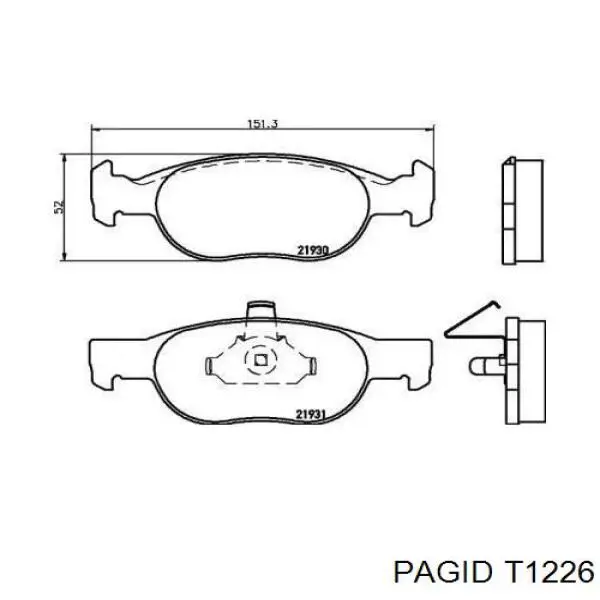 Передние тормозные колодки T1226 HELLA-PAGID