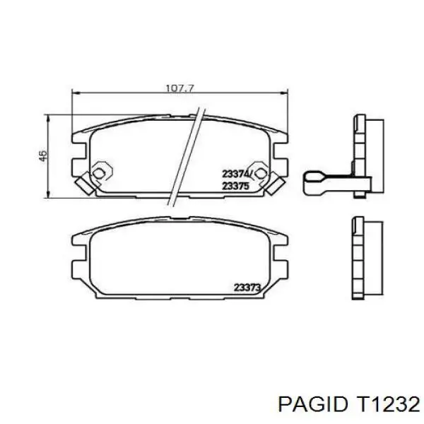 Задние тормозные колодки T1232 HELLA-PAGID