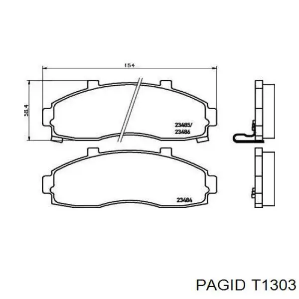 Передние тормозные колодки T1303 HELLA-PAGID