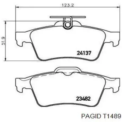 T1489 HELLA-PAGID колодки тормозные задние дисковые