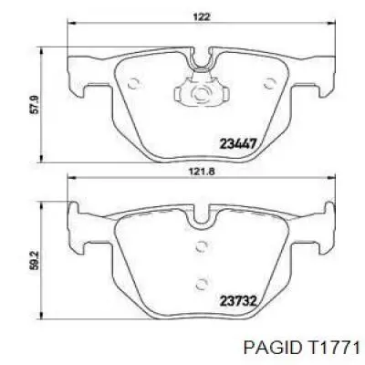 Колодки тормозные задние дисковые HELLA-PAGID T1771