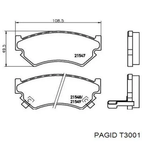 Передние тормозные колодки T3001 HELLA-PAGID