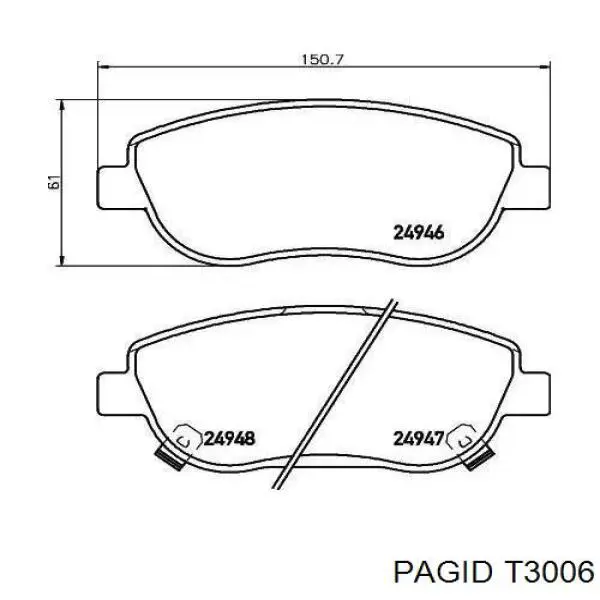 Задние тормозные колодки T3006 HELLA-PAGID