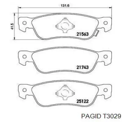 Задние тормозные колодки T3029 HELLA-PAGID