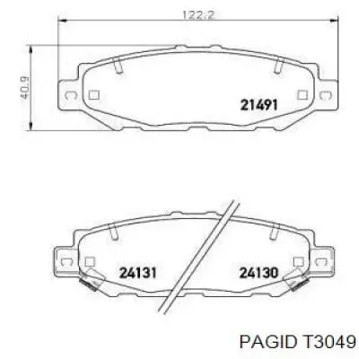 Задние тормозные колодки T3049 HELLA-PAGID