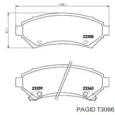 Передние тормозные колодки T3086 HELLA-PAGID