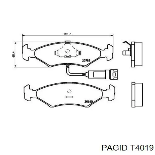 Передние тормозные колодки T4019 HELLA-PAGID