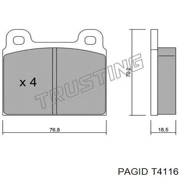 Купить T4116 HELLA-PAGID Колодки тормозные
