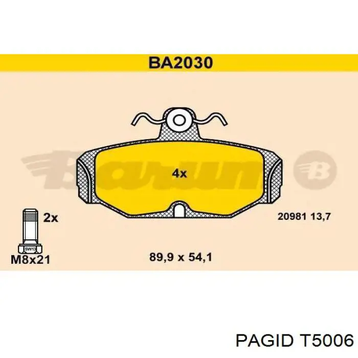 Колодки тормозные задние дисковые HELLA-PAGID T5006